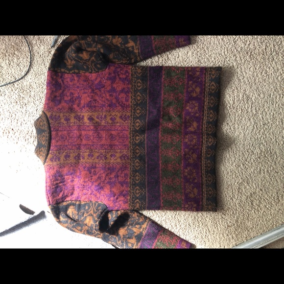 Vintage 100% wool thick warm colorful sweater - Picture 3 of 5